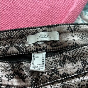 Forever 21 metallic snake Black and grey gold bell bottoms side zip US 31